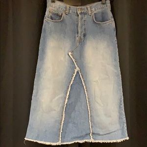 High waisted denim deconstructed skirt